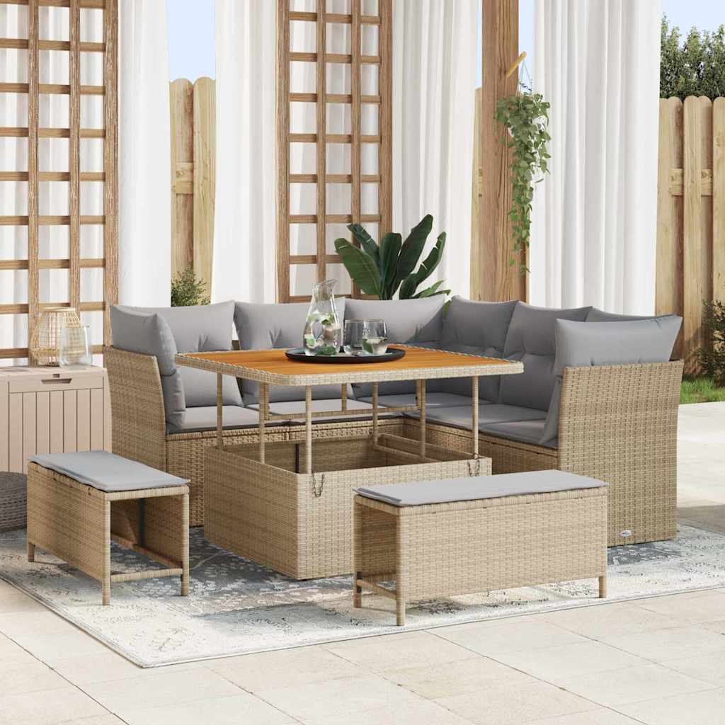 Tuin Sofa Set 8 st 5-Aantal zitplaatsen Beige en Licht Grijs