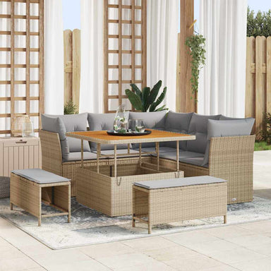 Tuin Sofa Set 8 st 5-Aantal zitplaatsen Beige en Licht Grijs