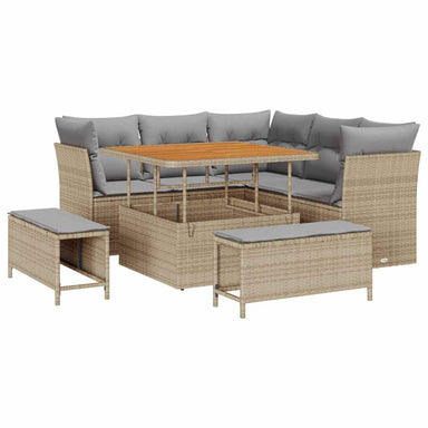Tuin Sofa Set 8 st 5-Aantal zitplaatsen Beige en Licht Grijs