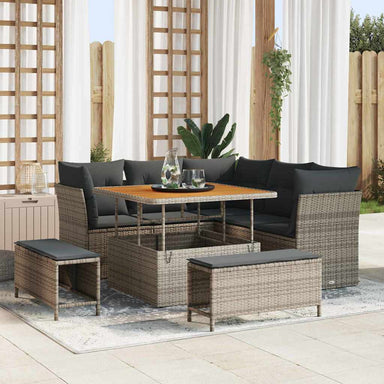 Tuin Sofa Set 8 st 5-Aantal zitplaatsen Grijs poly rattan