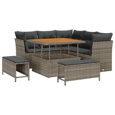 Tuin Sofa Set 8 st 5-Aantal zitplaatsen Grijs poly rattan