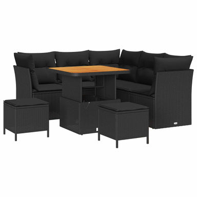 Tuin Sofa Set 8 st 5-Aantal zitplaatsen Zwart poly rattan