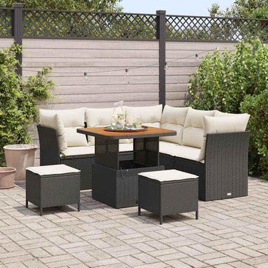 Tuin Sofa Set 8 st 5-Aantal zitplaatsen Zwart en Crème