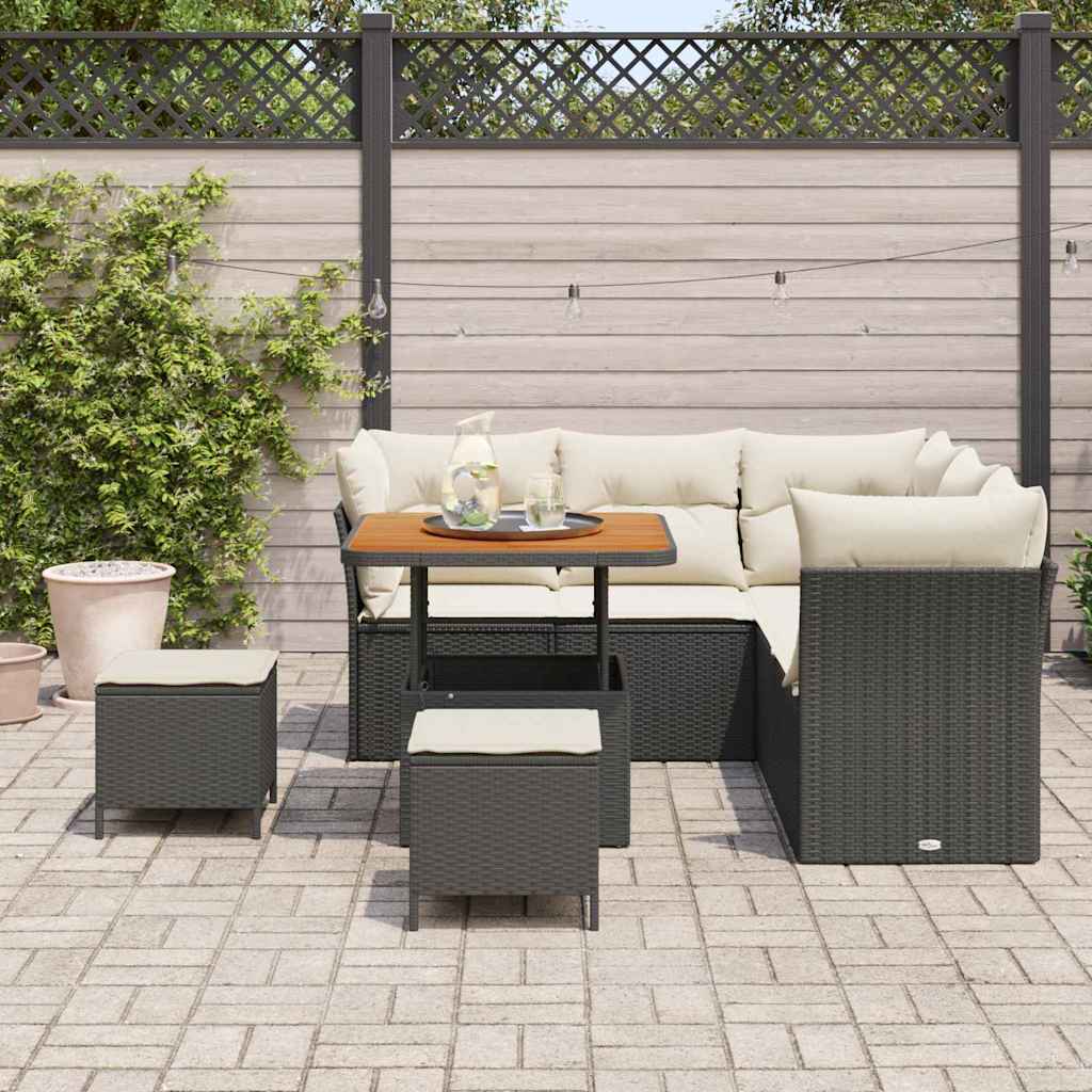Tuin Sofa Set 8 st 5-Aantal zitplaatsen Zwart en Crème