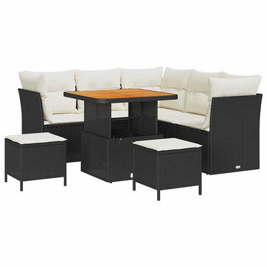 Tuin Sofa Set 8 st 5-Aantal zitplaatsen Zwart en Crème