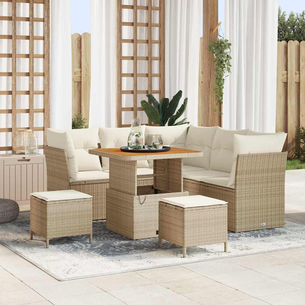 Tuin Sofa Set 8 st 5-Aantal zitplaatsen Beige en Crème