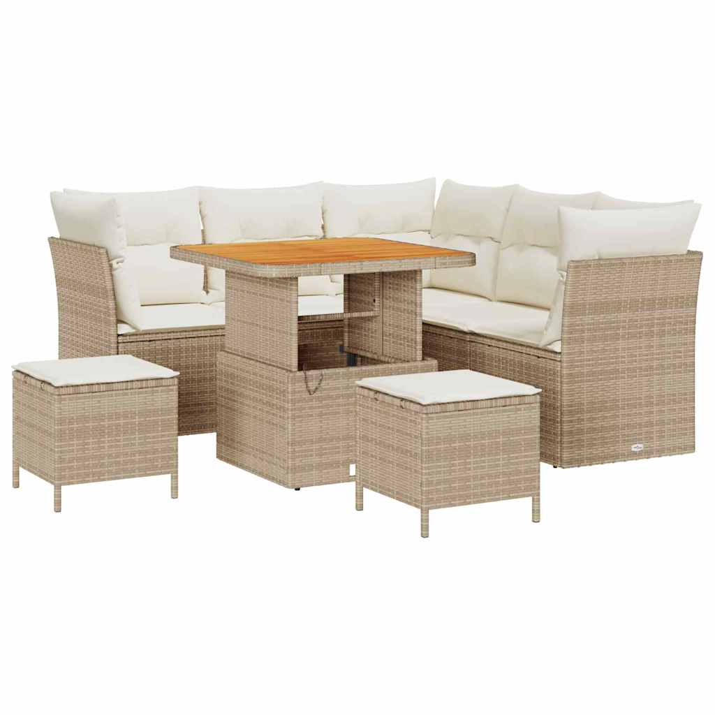 Tuin Sofa Set 8 st 5-Aantal zitplaatsen Beige en Crème