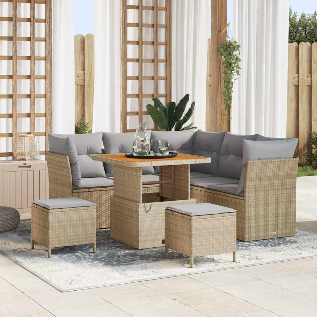 Tuin Sofa Set 8 st 5-Aantal zitplaatsen Beige en Licht Grijs
