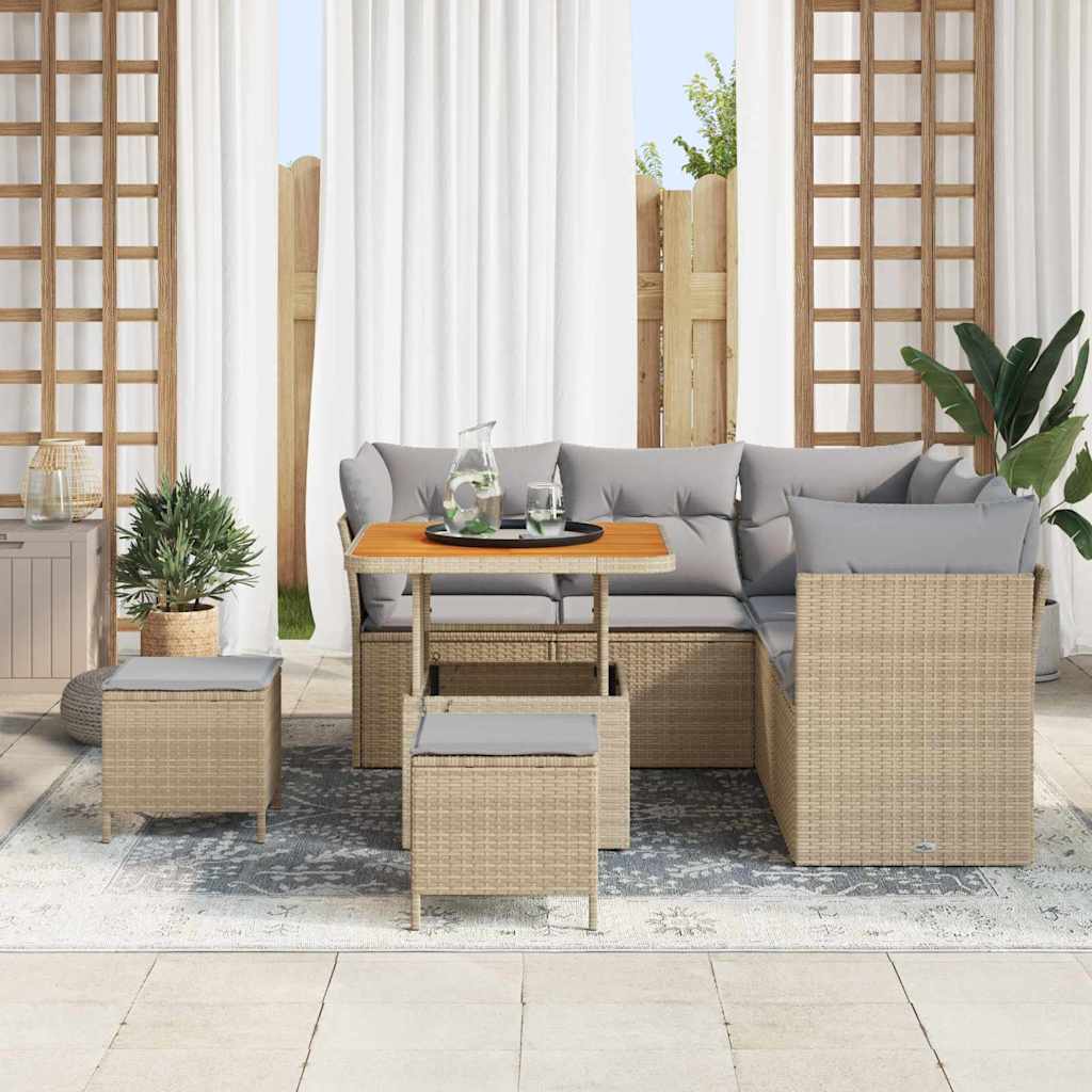 Tuin Sofa Set 8 st 5-Aantal zitplaatsen Beige en Licht Grijs
