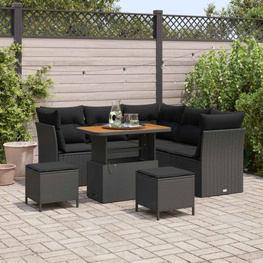 Tuin Sofa Set 8 st 5-Aantal zitplaatsen Zwart poly rattan