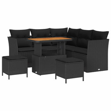 Tuin Sofa Set 8 st 5-Aantal zitplaatsen Zwart poly rattan