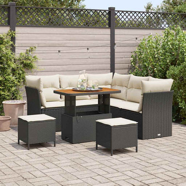Tuin Sofa Set 8 st 5-Aantal zitplaatsen Zwart en Crème