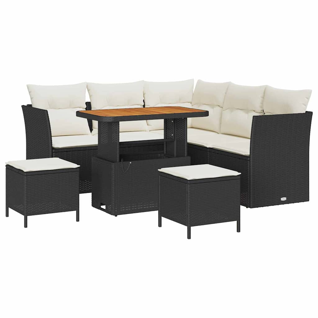 Tuin Sofa Set 8 st 5-Aantal zitplaatsen Zwart en Crème