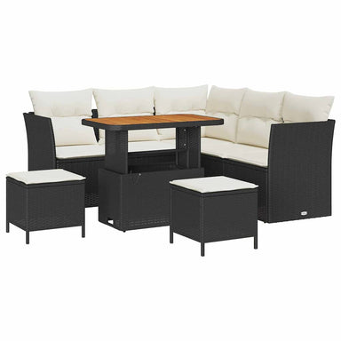 Tuin Sofa Set 8 st 5-Aantal zitplaatsen Zwart en Crème