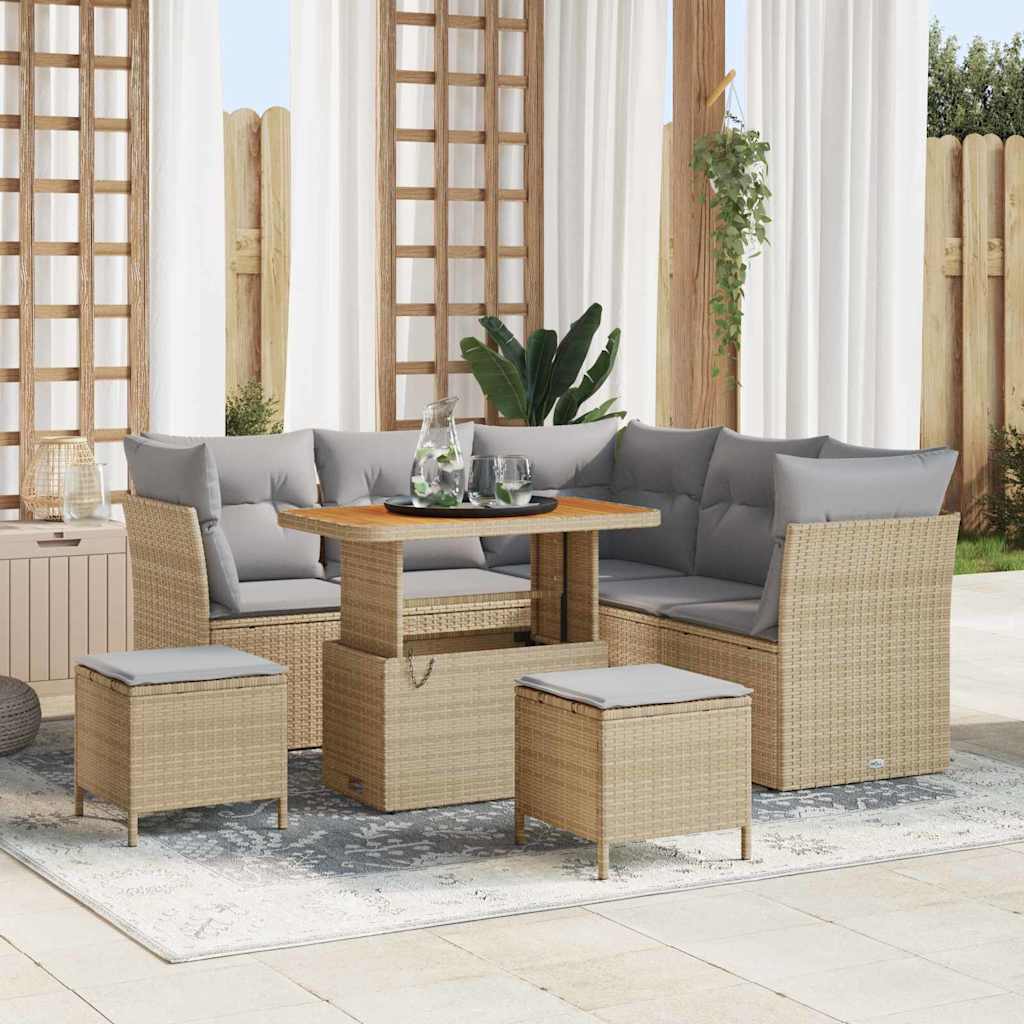 Tuin Sofa Set 8 st 5-Aantal zitplaatsen Beige en Licht Grijs