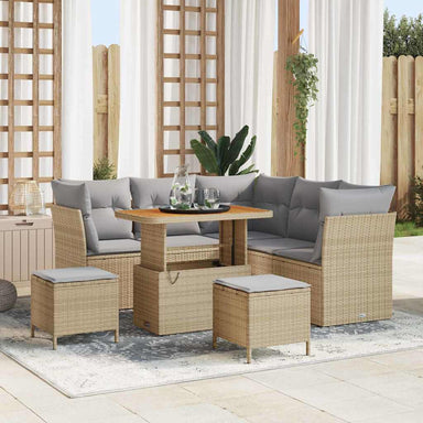 Tuin Sofa Set 8 st 5-Aantal zitplaatsen Beige en Licht Grijs