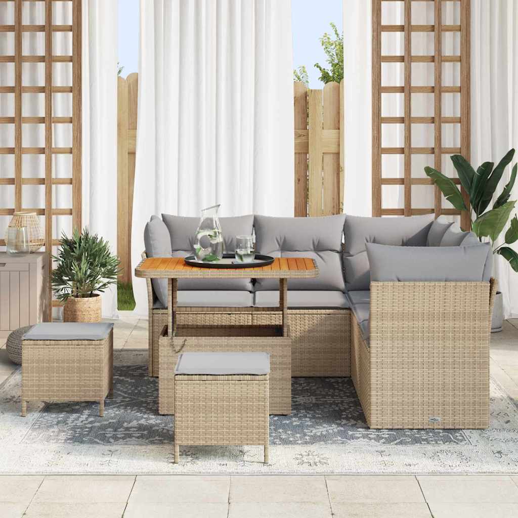 Tuin Sofa Set 8 st 5-Aantal zitplaatsen Beige en Licht Grijs