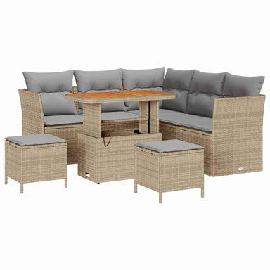 Tuin Sofa Set 8 st 5-Aantal zitplaatsen Beige en Licht Grijs