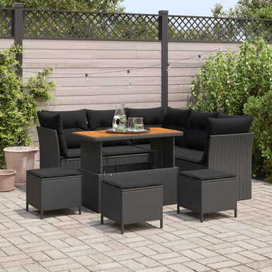Tuin Sofa Set 9 st 5-Aantal zitplaatsen Zwart poly rattan