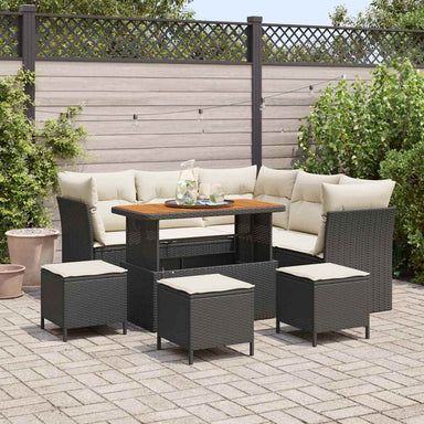Tuin Sofa Set 9 st 5-Aantal zitplaatsen Zwart en Crème