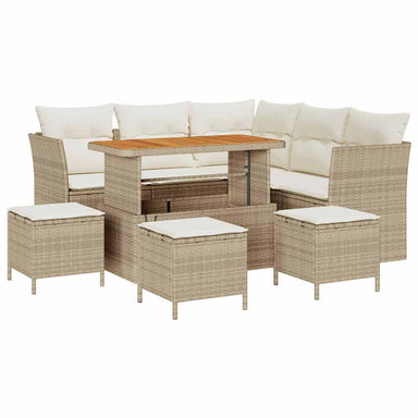 Tuin Sofa Set met kussen met opslag 9 pcs beige en crèmekleurig
