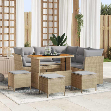 Tuin Sofa Set 9 st 5-Aantal zitplaatsen Beige en Licht Grijs