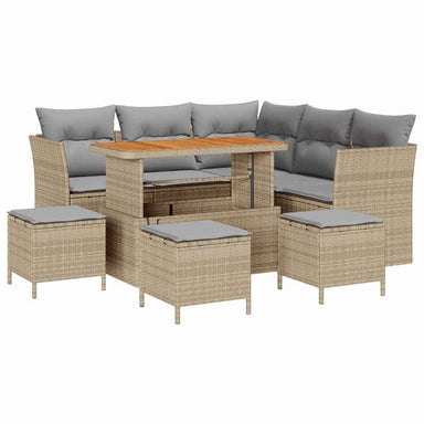 Tuin Sofa Set 9 st 5-Aantal zitplaatsen Beige en Licht Grijs