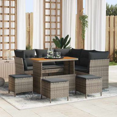 Tuin Sofa Set 9 st 5-Aantal zitplaatsen Grijs poly rattan
