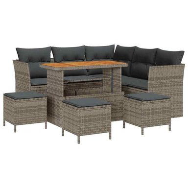 Tuin Sofa Set 9 st 5-Aantal zitplaatsen Grijs poly rattan