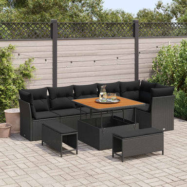 Tuin Sofa Set 9 st 6-Aantal zitplaatsen Zwart