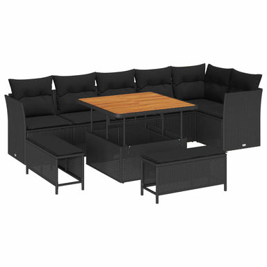 Tuin Sofa Set 9 st 6-Aantal zitplaatsen Zwart