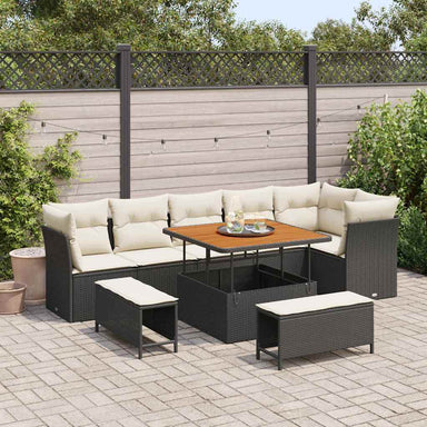 Tuin Sofa Set 9 st 6-Aantal zitplaatsen Zwart en crème