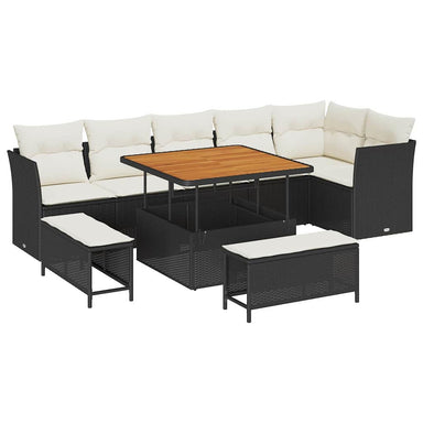 Tuin Sofa Set 9 st 6-Aantal zitplaatsen Zwart en crème