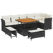 Tuin Sofa Set 9 st 6-Aantal zitplaatsen Zwart en crème