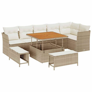Tuin Sofa Set 9 st 6-Aantal zitplaatsen beige en crèmekleurig