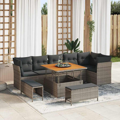 Tuin Sofa Set 9 st 6-Aantal zitplaatsen Grijs