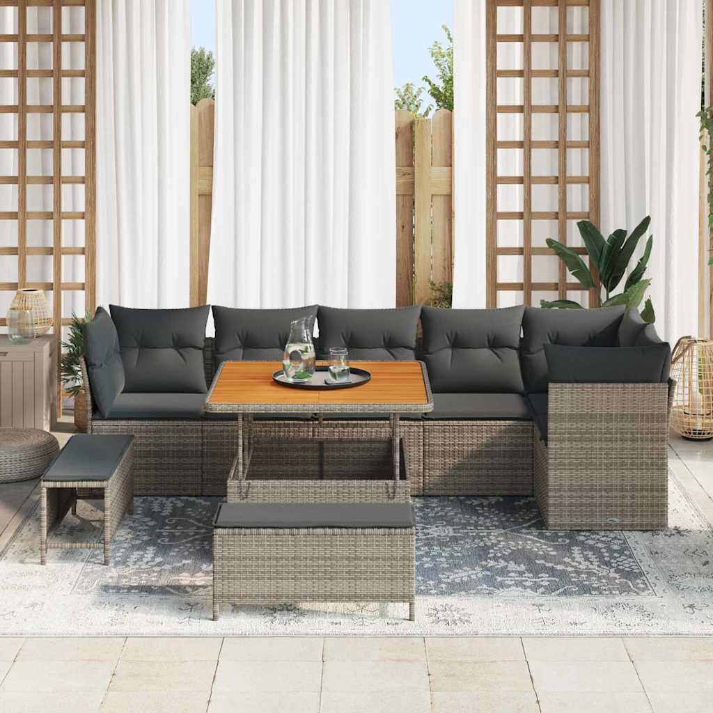 Tuin Sofa Set 9 st 6-Aantal zitplaatsen Grijs