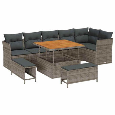 Tuin Sofa Set 9 st 6-Aantal zitplaatsen Grijs