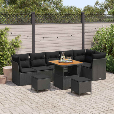 Tuin Sofa Set 9 st 6-Aantal zitplaatsen Zwart