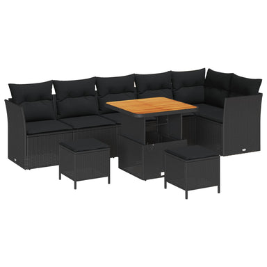 Tuin Sofa Set 9 st 6-Aantal zitplaatsen Zwart