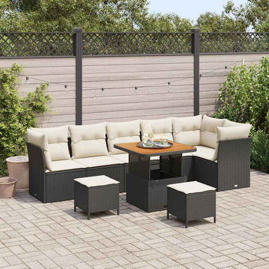 Tuin Sofa Set 9 st 6-Aantal zitplaatsen Zwart en crème