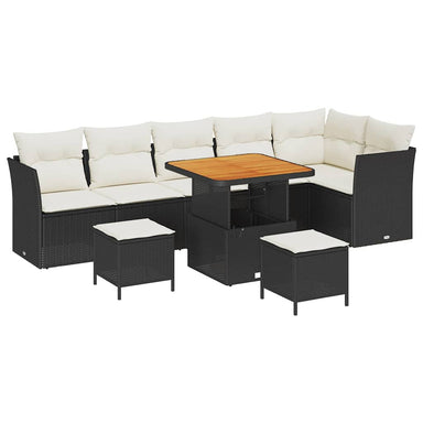 Tuin Sofa Set 9 st 6-Aantal zitplaatsen Zwart en crème