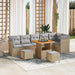 Tuin Sofa Set 9 st 6-Aantal zitplaatsen Beige en Licht Grijs