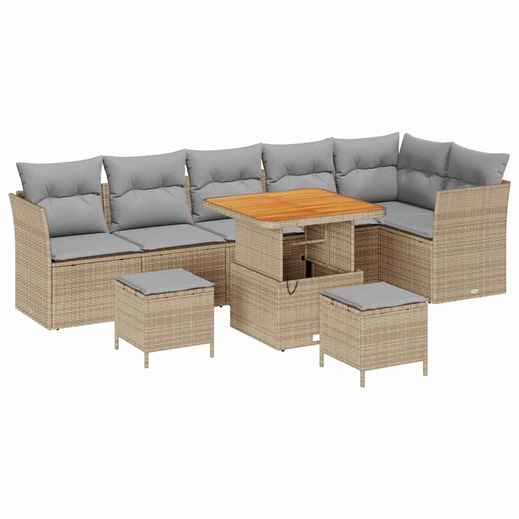 Tuin Sofa Set 9 st 6-Aantal zitplaatsen Beige en Licht Grijs