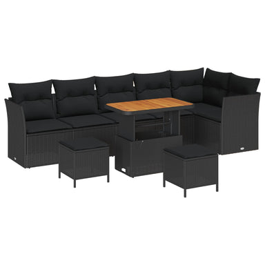 Tuin Sofa Set 9 st 6-Aantal zitplaatsen Zwart