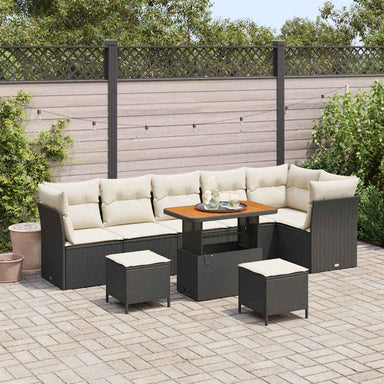 Tuin Sofa Set 9 st 6-Aantal zitplaatsen Zwart en crème