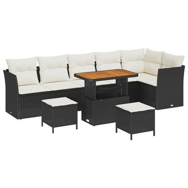 Tuin Sofa Set 9 st 6-Aantal zitplaatsen Zwart en crème