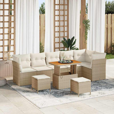 Tuin Sofa Set 9 st 6-Aantal zitplaatsen beige en crèmekleurig