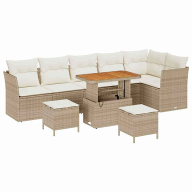Tuin Sofa Set 9 st 6-Aantal zitplaatsen beige en crèmekleurig