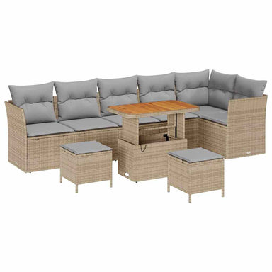 Tuin Sofa Set 9 st 6-Aantal zitplaatsen beige en lichtgrijs